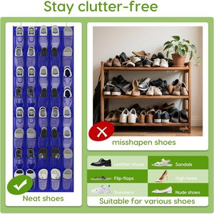 Over The Door Shoe Organizer 40 Pockets Breathable Mesh Hanging <b>Rack</b> <b>For</b> Shoes <b>Storage</b> Behind Doors On Walls Navy Blue - Product Image 6