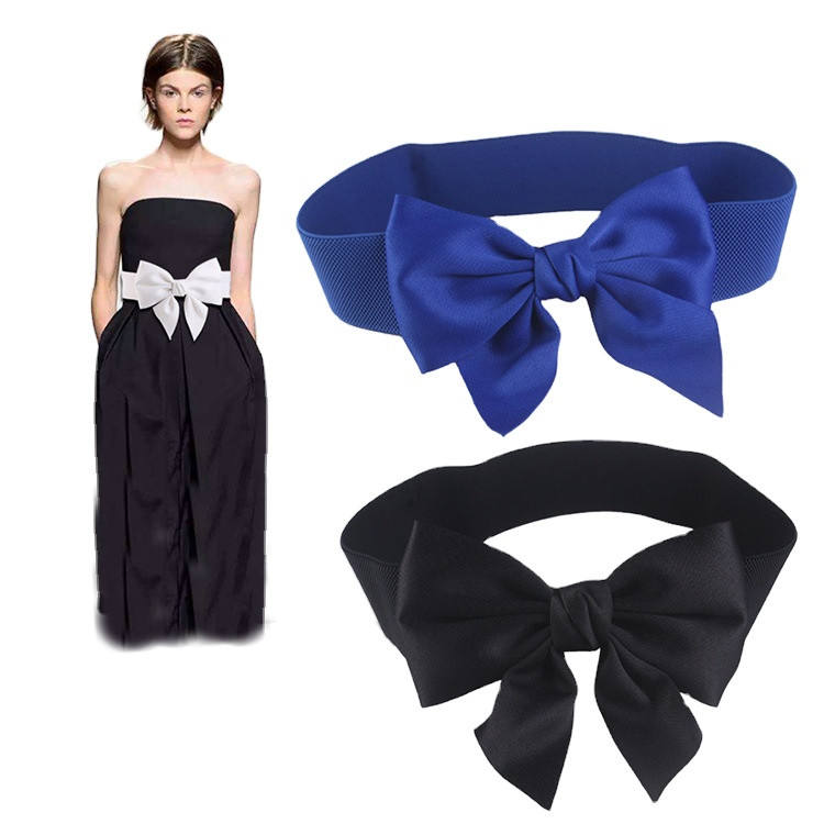 Cinturón elástico ancho con lazo, cinturones tejidos para mujer para  vestido, sello de cintura, cinturones de tela decorativos