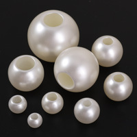 Perles en vrac ABS de 8 à 30 mm, grand trou droit, blanc cassé, perles nacrées, fournitures pour la fabrication de bijoux faits à la main, bracelets et colliers DIY