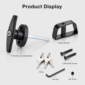 <b>T</b>-Handle Shed Door Lock Heavy Duty <b>Keyed</b> Black Zinc Alloy for Garden Gate Barn Garage Playhouse Outdoor Fence Door Hardware - Product Image 6