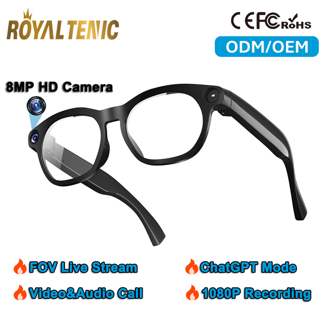 CY03 Matte AI Smart Glasses with 8MP Camera 1080P Video Recording FOV Live Streaming Real-time Translation Audio Ai Sunglasses