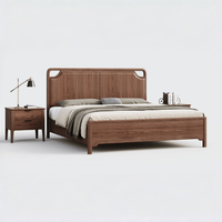 Modernes Neues Doppelbett im Chinesischen Stil mit Massivholz/Gepolstertem Kopfteil; Apartment-Schlafzimmermöbel
