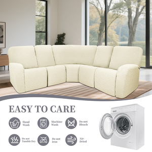 Funda de <span class=keywords><strong>Sofá</strong></span> Impermeable Personalizable en Color Beige Claro a Cuadros, Protector de <span class=keywords><strong>Sofá</strong></span> Elástico Resistente a Arañazos, Lavable y Duradero para Uso en Hoteles - Product Image 4