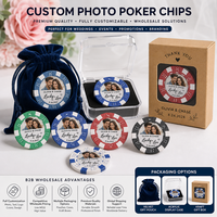 Jetons de poker personnalisés pour mariage avec photo, jetons de casino en argile personnalisés double face pour cadeaux de mariage, jetons de boisson, fournitures de fête