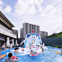 Toboggan Aquatique Gonflable Géant Requin avec Piscine