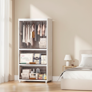 Armoire de rangement en plastique à 3 niveaux pour cuisine, salon et chambre de bébé, avec tiroirs de rangement et étagères en plastique à roulettes - Product Image 2