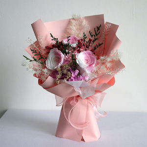 Offre Spéciale <span class=keywords><strong>Pas</strong></span> <span class=keywords><strong>Cher</strong></span> <span class=keywords><strong>Éternelle</strong></span> Vraie Fleur Sèche Conservée <span class=keywords><strong>Rose</strong></span> Mariage Emballage Blanc Bouquet De Mariée - Product Image 5