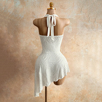 Robe en tissu texturé blanc YIXIN, robe à épaules dénudées, col en V profond, robe asymétrique sexy pour femmes