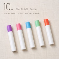 Flacon roll-on mince de 10 ml en plastique PP avec bille roulante en acier de 15 mm de diamètre et 113 mm de hauteur, flacon cosmétique pour huile essentielle et parfum