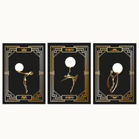 HAOWAI OEMODM 3 pièces d'impressions murales, ensemble de 3 impressions décoratives pour femmes, effet doré vintage, impressions glamour des années 1920