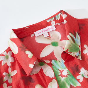 Women's Summer Sexy Simple Print Dressy Casual Blouse Turn-down Collar Short Sleeve Skinny Fit Woven Quick Dry - Product Image 2