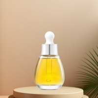 Flacons compte-gouttes en verre de 30 ml pour usine cosmétique, formes ovales ampoule, marron, noir, bleu, avec compte-gouttes dorés ou argentés pour huile capillaire et sérum