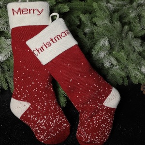 SOLPOP <span class=keywords><strong>Chaussettes</strong></span> de Noël décoratives en peluche tricotée <span class=keywords><strong>avec</strong></span> lettres Joyeux Noël et motif flocon de neige, idéales pour les cadeaux du Père Noël - Product Image 3