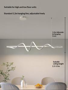 Lámpara <span class=keywords><strong>de</strong></span> Techo Minimalista Nórdica para Restaurante, Diseño Creativo <span class=keywords><strong>de</strong></span> Ondas, Moderna y Sencilla, Lámpara <span class=keywords><strong>de</strong></span> Barra Larga Individual - Product Image 2