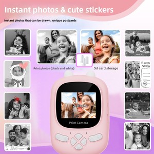 Kedi Kulaklı Çocuklar İçin Anında Baskı Yapan Kamera 1080P Termal Fotoğraf Yazıcılı Selfie Dijital Kamera Sıfır Mürekkepli Oyuncak Hediye Erkek ve Kız Çocukları İçin Seyahat - Product Image 5