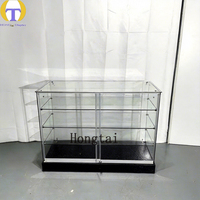 Vitrine de Comptoir en Verre LED Personnalisée avec Portes Coulissantes sur Rail Argenté, Étagères Ajustables – Étanche et Écologique pour la Vente au Détail