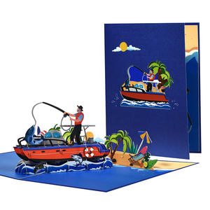 Tarjeta emergente de pesca con sobre, tarjetas de cumpleaños de pescador para el Día del <span class=keywords><strong>Padre</strong></span> para papá, tarjeta de <span class=keywords><strong>jubilación</strong></span> tarjetas de felicitación emergentes 3D de viaje - Product Image 1
