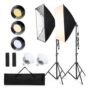 Estúdio profissional Fotografia Luz kit Softbox Stand Iluminação Set 85W 3200-5600K com Kit Remoto Softbox Iluminação
