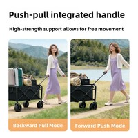 Chariot de camping pliable multifonctionnel en acier au carbone, grande capacité, capacité de charge de 150 kg, poignée réglable pour une utilisation en extérieur