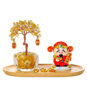 เทพเจ้าแห่งความมั่งคั่ง ตุ๊กตาคริสตัล ตกแต่งต้นไม้ เรซิ่น ของตกแต่งโต๊ะทำงานที่บ้าน ของขวัญปีใหม่จีน พิมพ์ลายการ์ตูน รูปทรงกลม - Product Image 4