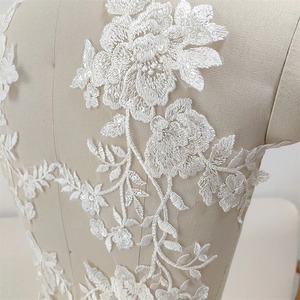 Patch floral brodé à la main de haute qualité avec sequins blancs naturels et effet miroir pour robes de mariée DIY, à appliquer sur la poitrine et le <span class=keywords><strong>dos</strong></span> - Product Image 4