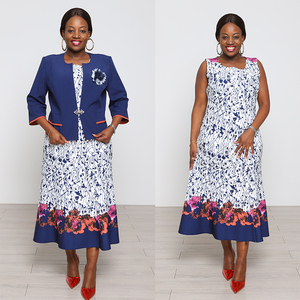 Quality Formal Pattern Turkey Women Plus Size African Church Suits Two Pieces <b>Set</b> Knee Length Dress - Product Image 5