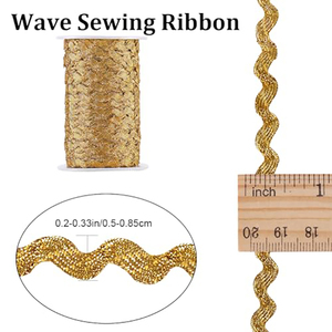ริบบิ้นถักลายก้างปลาสีทองขนาด 5 มม. เป็นมิตรกับสิ่งแวดล้อม ผลิตจากโพลีเอสเตอร์ 100% สำหรับงานตัดเย็บเสื้อผ้า หมวก งานฝีมือ DIY ชุดแต่งงาน - Product Image 2