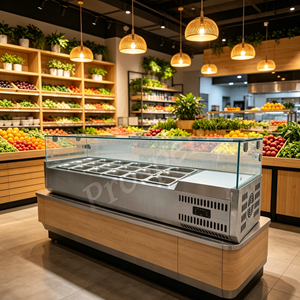 Comptoir réfrigéré en acier inoxydable, station de préparation, plan de travail pour salades et pizzas, <span class=keywords><strong>mini</strong></span> table de refroidissement pour ingrédients et garnitures - Product Image 5