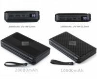Banque d'alimentation solaire pliable IP67 Li-Polymère 20000mAh, étanche, portable, double USB (Micro USB et Type-C), lumière LED SOS, sans fil