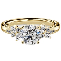 Bague de fiançailles et de mariage en or massif 10K 14K 18K avec diamant de laboratoire 3 carats taille ronde, motif feuille marquise, certifié IGI CVD/HPHT