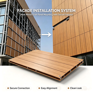Panneau de façade en aluminium à grain de bois, finition naturelle, revêtement extérieur pour immeuble de bureaux, hôtel, complexe commercial - Product Image 3