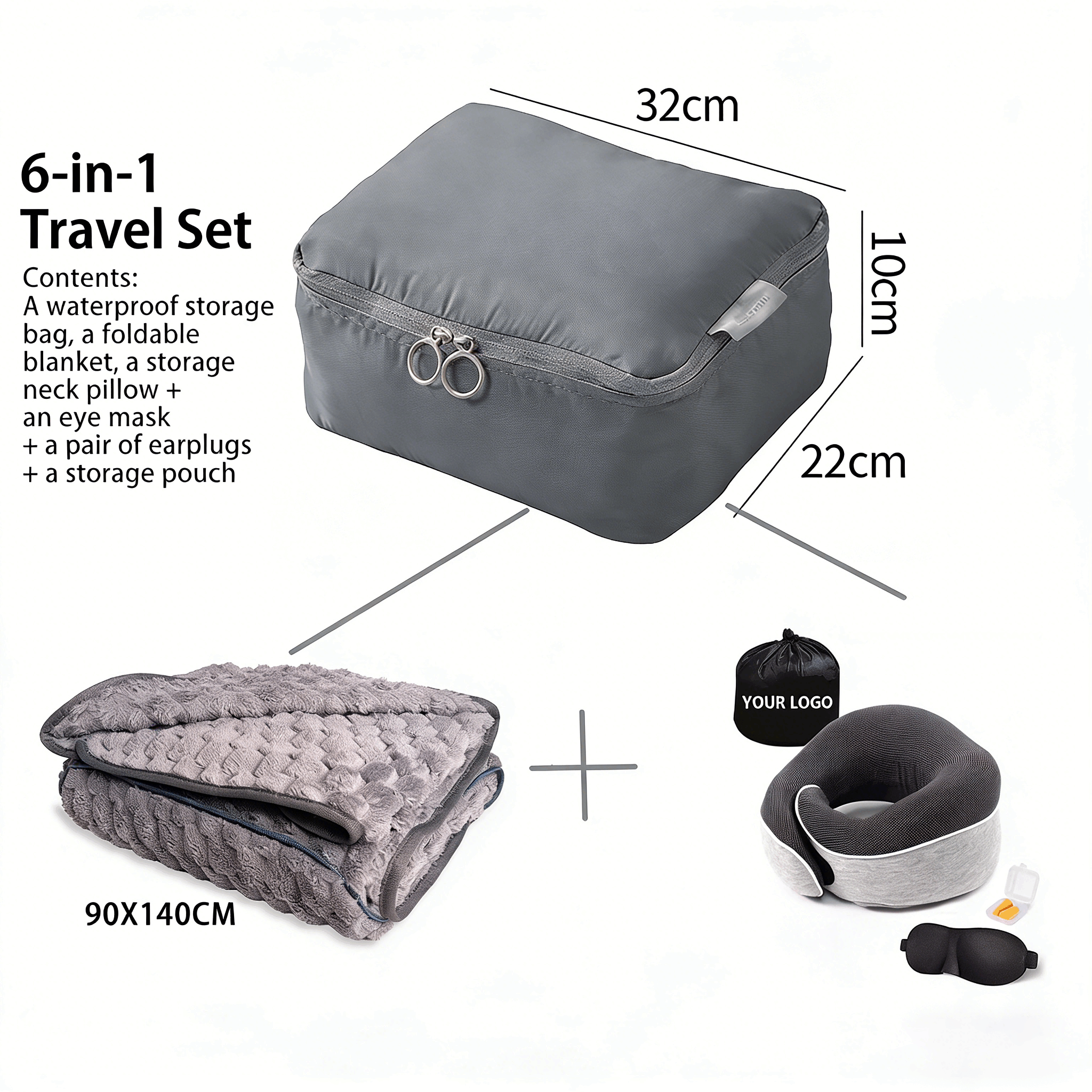 Grey travel set small bag