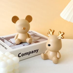 Cute Animal Figurines Set Pink Rabbit Mouse Deer Home Desk Decor Resin Craft Gift For Living Room Tabletop Decoration - Product Image 3