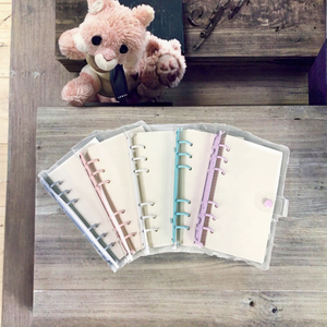 Carpeta de archivos de PVC transparente personalizada para cuaderno A5/A6 de hojas sueltas, pequeño Bloc de notas en espiral, 6 agujeros, carpeta de anillas con Clip de colores suaves, diario - Product Image 3