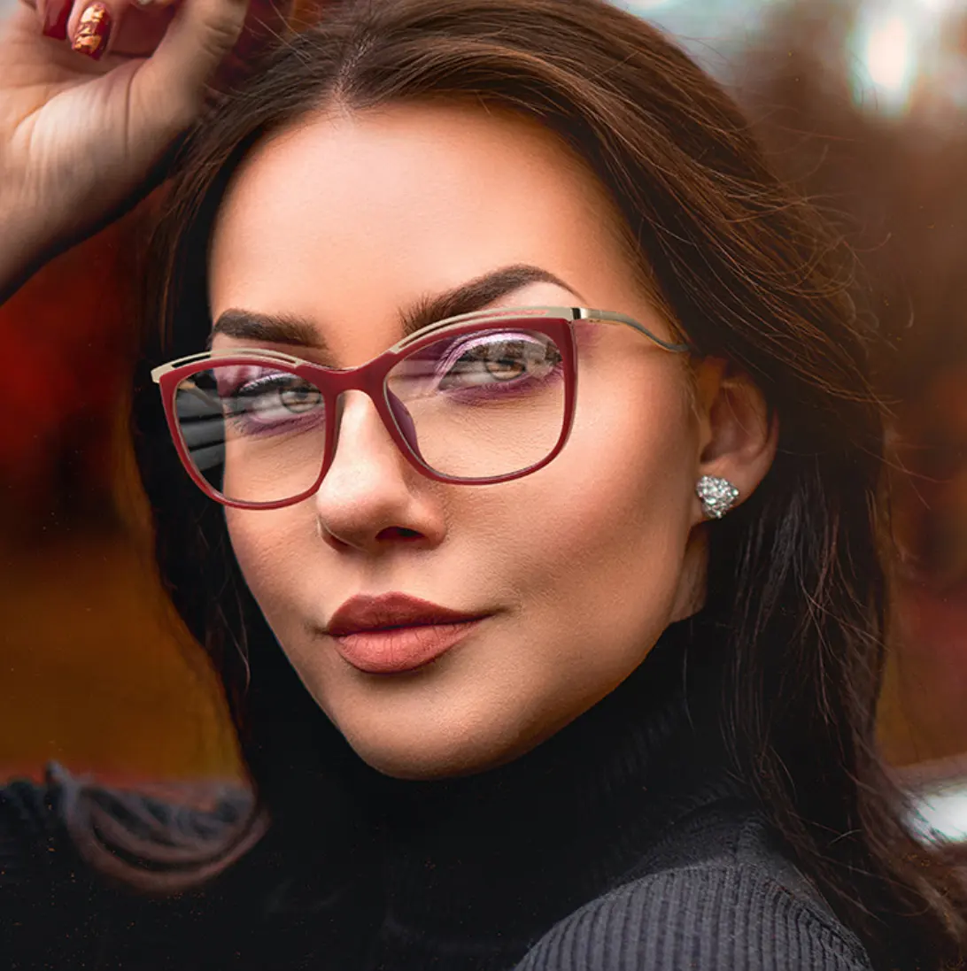 तैयार शेयर महिलाओं के फैशन ब्लू रे चश्मा kacamata ऑप्टिकल फ्रेम TR90 आँख चश्मे