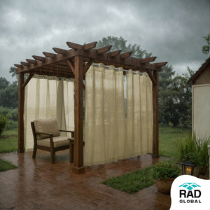 2in1 Waterproof Outdoor Curtain 260 GSM Ivory Glow with Elegant Neutral Tones for Soft Outdoor Privacy <b>Light</b> Filtering For Sale - Product Image 4