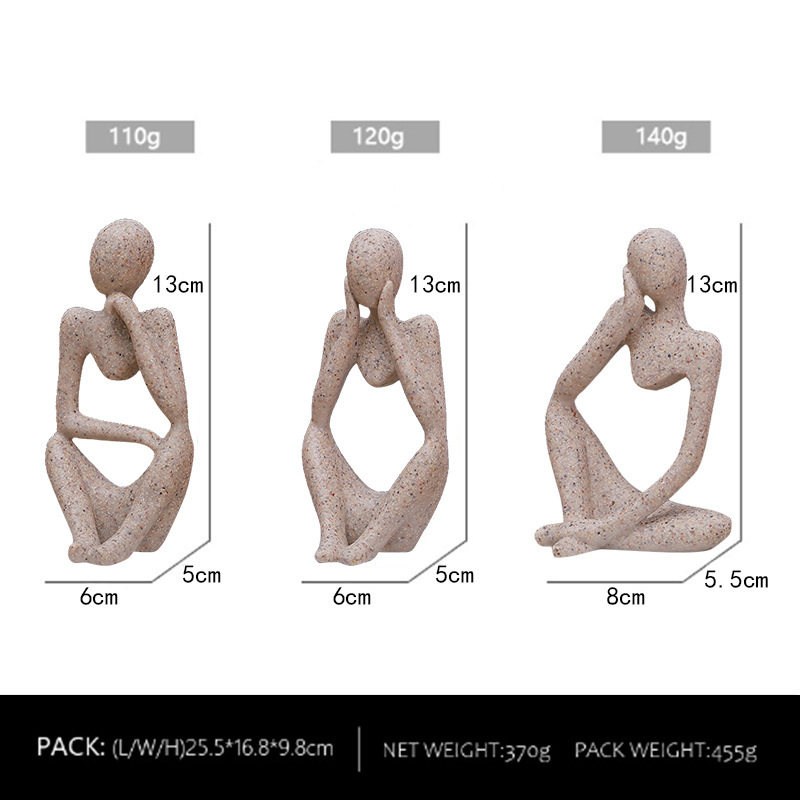 Colorido juego de tres piezas de figuras pensantes -