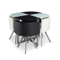 Ensemble table et chaises de salle à manger moderne, élégant, durable et confortable en verre et chrome