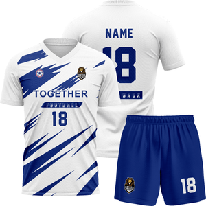 Grosir Langsung Pabrik Jersey Sepak Bola 100% Poliester Cetak Logo Kustom Set Seragam Tim Sepak Bola Minimum Order Layanan OEM - Product Image 2