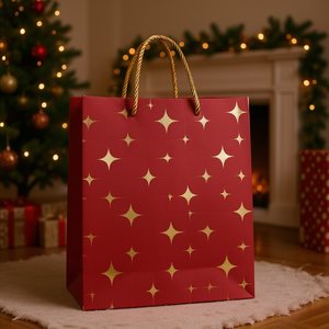 10253 Gold Foil Star <b>Gift</b> <b>Bag</b> <b>Large</b> <b>Christmas</b> Holiday Supplies - Product Image 1