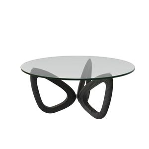<span class=keywords><strong>Mesa</strong></span> de Centro de Diseño Nórdico Simple para Sala de Estar, Mueble de Madera Sólida con Vidrio Templado Redondo, Ecológico y Duradero - Product Image 6