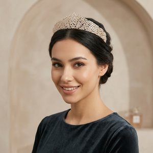 Couronne de mariée vintage européenne et américaine, style forêt, blé, luxe léger, accessoires de robe simple, diadème de bal de luxe - Product Image 1