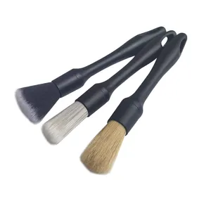 Car Washing Detailing Brush 3pcs Boar Bristles Hair PP Hair Brush No Scratches Soft Cleaning Brush For Auto Interior Exterior