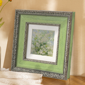Vintage Wood Rectangle Creative Photo <strong>Frame</strong> 10x10 <strong>13x18</strong> 20x25 30x40 A3 Silver Green Color Wholesale - Product Image 1