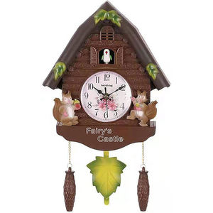 Horloge à coucou horloge murale nichoir avec voix d'oiseaux naturelles jour et alarme horaire horloge murale à quartz pendule en résine pour décor cadeau - Product Image 1