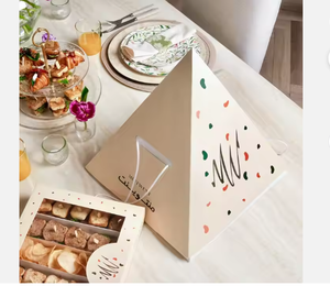 Cajas de Papel con Logotipo Personalizado en Forma de Pirámide para Empaquetar Pasteles, Tartas de Té de la Tarde, Repostería, Chocolate y Galletas, Empaque de Alimentos para Panadería con Gofrado - Product Image 3