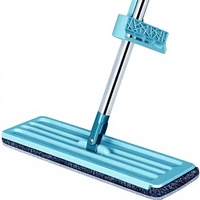 Serpillère paresseuse style influenceur avec manche télescopique, serpillère plate double usage (humide/sèche) à tampon rotatif mains libres pour carrelages et céramiques