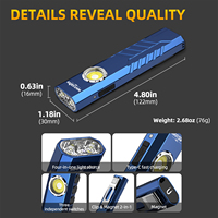 Linterna de Trabajo Magnética ST3 Pro, 3 Interruptores, Recargable por USB, Linterna Plana de 1300LM, Luz Lateral UV de 365nm con Láser Rojo para Reparación e Inspección