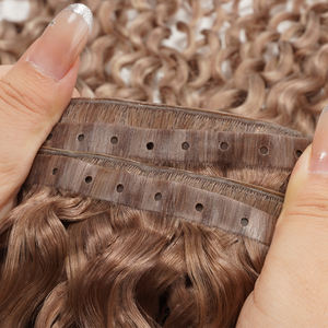 Extensions de cheveux humains 100% vierges Remy chinois, double trame, injection PU invisible, trame unique, bouclés, <span class=keywords><strong>couleur</strong></span> personnalisée, permanente - Product Image 1