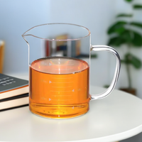 Verre gradué transparent de laboratoire 350ml 500ml 1000ml avec poignée et couvercle en bambou